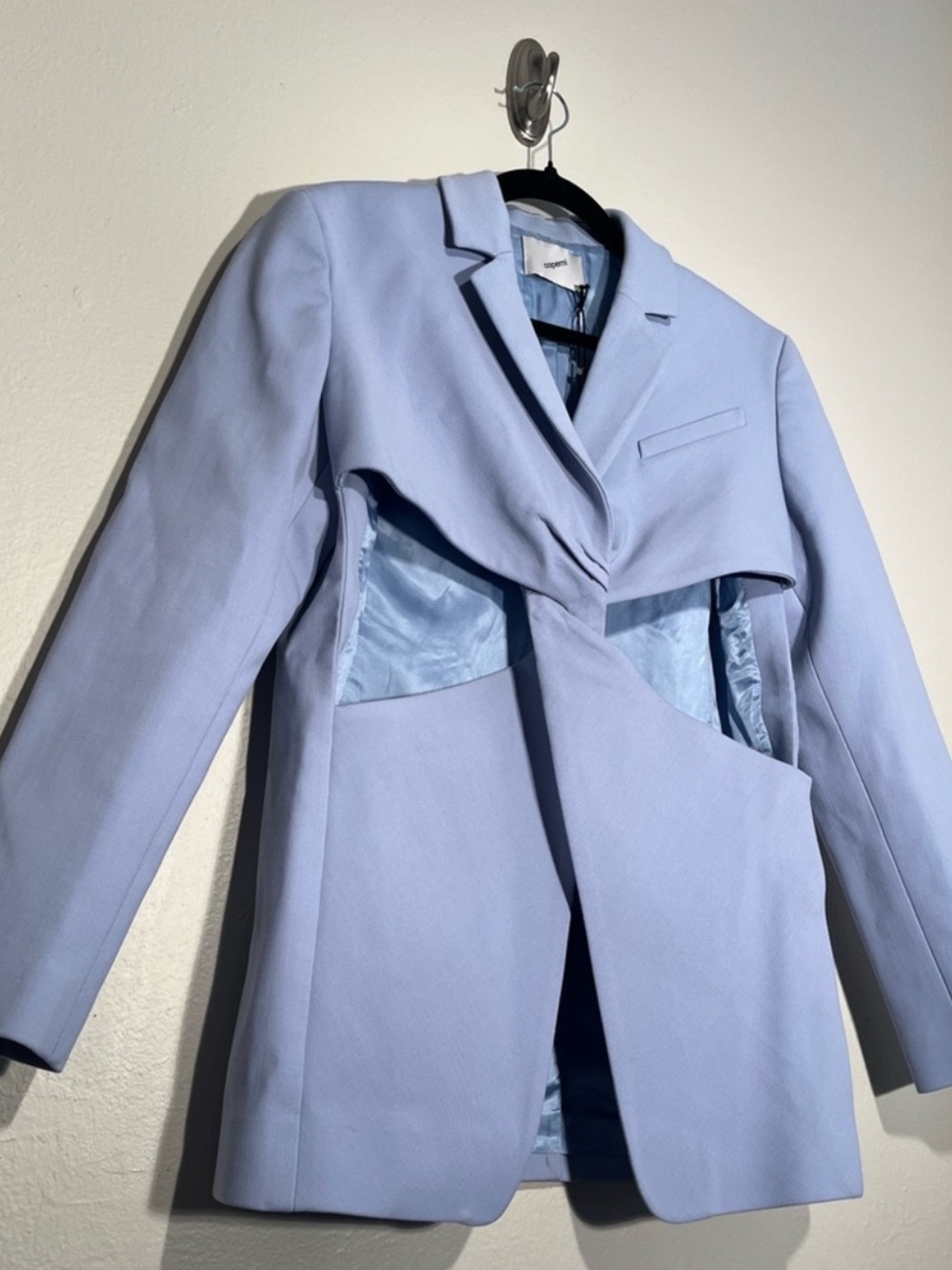 $1,150 MRSP | Coperni | Twisted Cut Out Tailored Jacket | Pale Lavender | US 10 - Picture 7 of 16